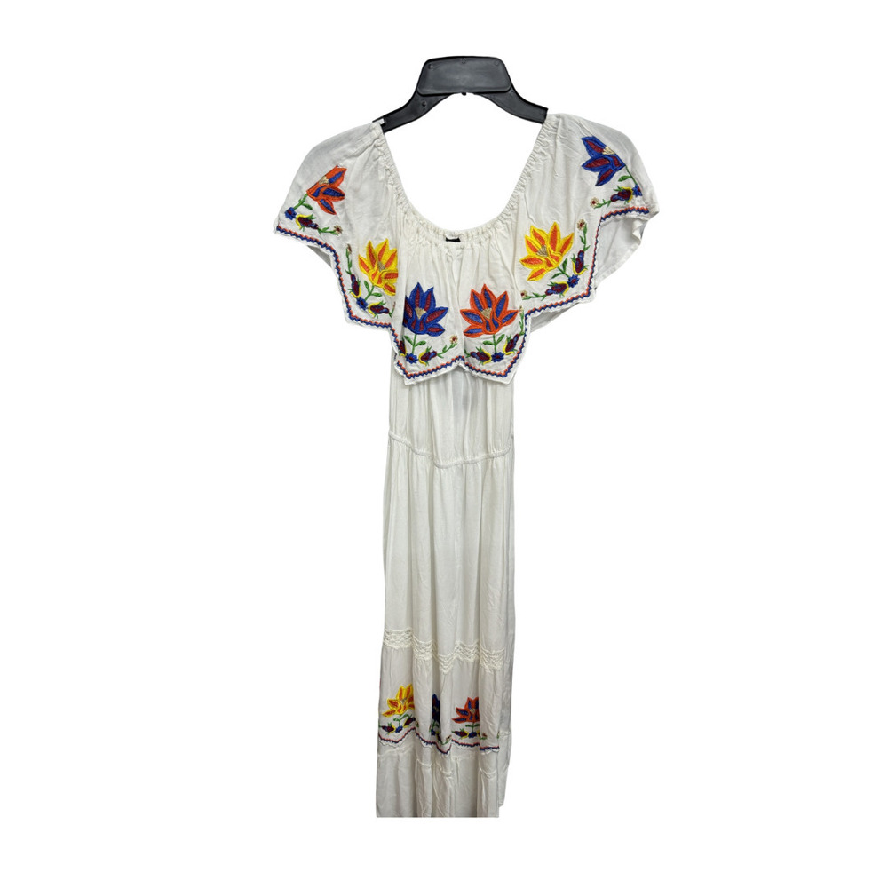 Me 2 Magic White Embroidered Maxi Dress - Size S - Bohemian Dress